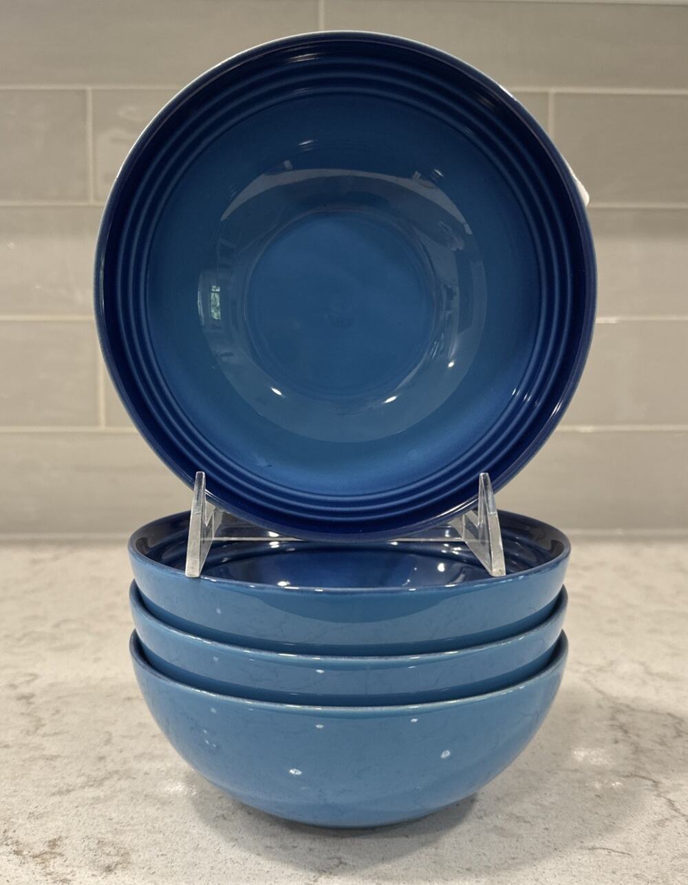 Set of 4 Le Creuset AZURE BLUE 6x2.5” 16cm Cereal Bowls Stoneware NEW 2nd Choix
